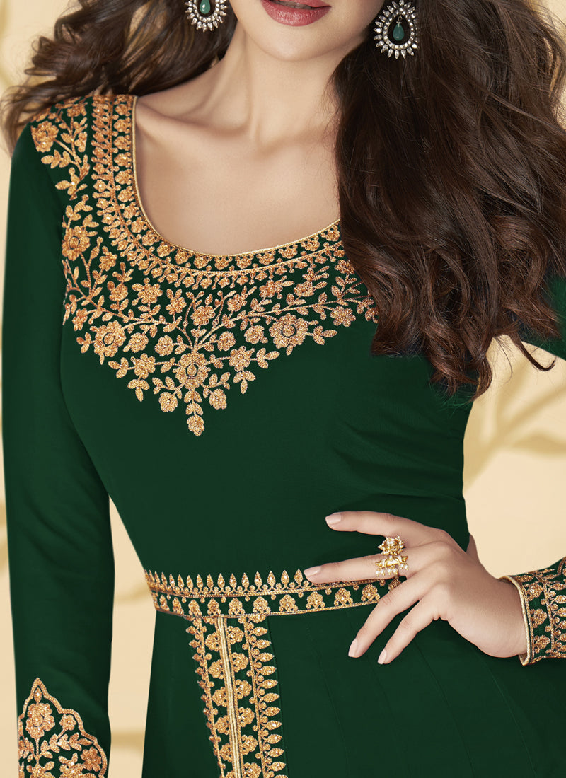 Dark Green Pakistani Style Anarkali Salwar Suit  ethnichype